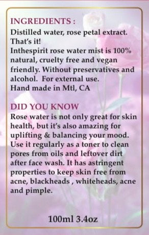 Roses - The MIST OF LIFE & BLISS- water facial spray & toner!